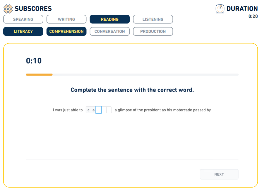 سوال Fill in the Blanks در آزمون دولینگو – تکمیل واژه ناقص با استفاده از سرنخ معنایی