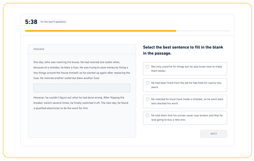رابط کاربری سوال complete the passage در آزمون دولینگو