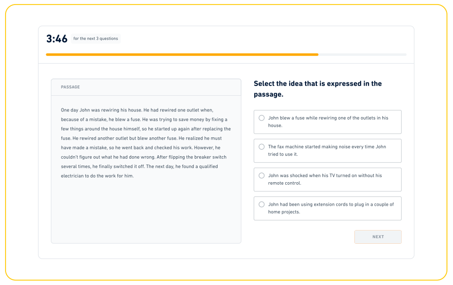 رابط کاربری سوال Identify the Idea در آزمون دولینگو