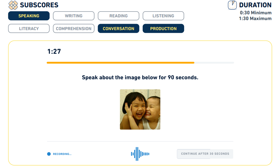 رابط کاربری سوال Speak About the Photo در آزمون دولینگو