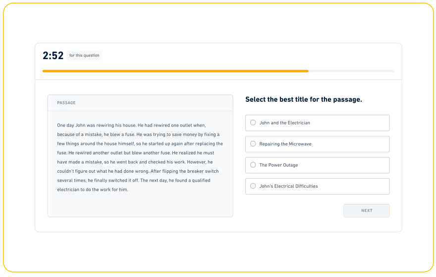رابط کاربری سوال Title the Passage در آزمون دولینگو