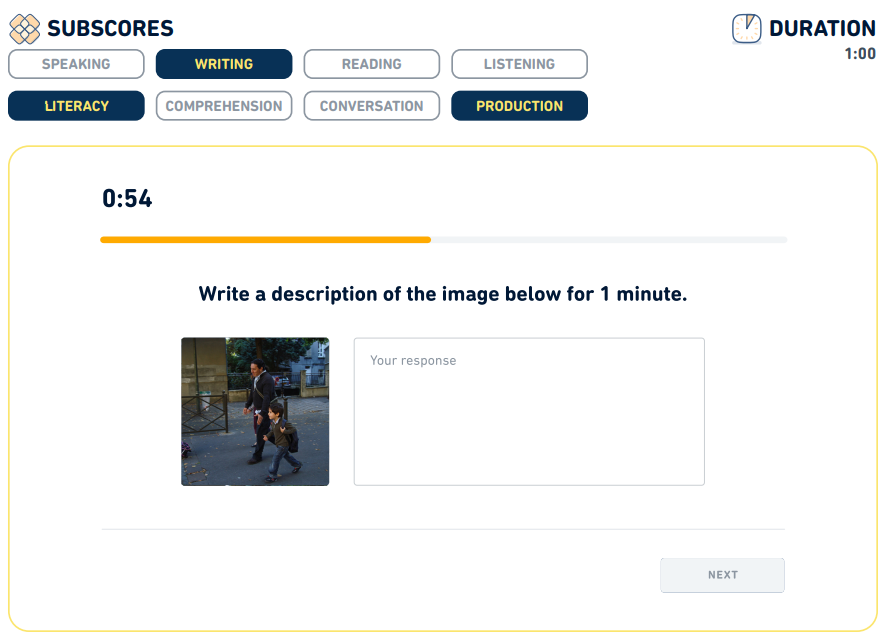 رابط کاربری سوال Write About the Photo در آزمون زبان دولینگو